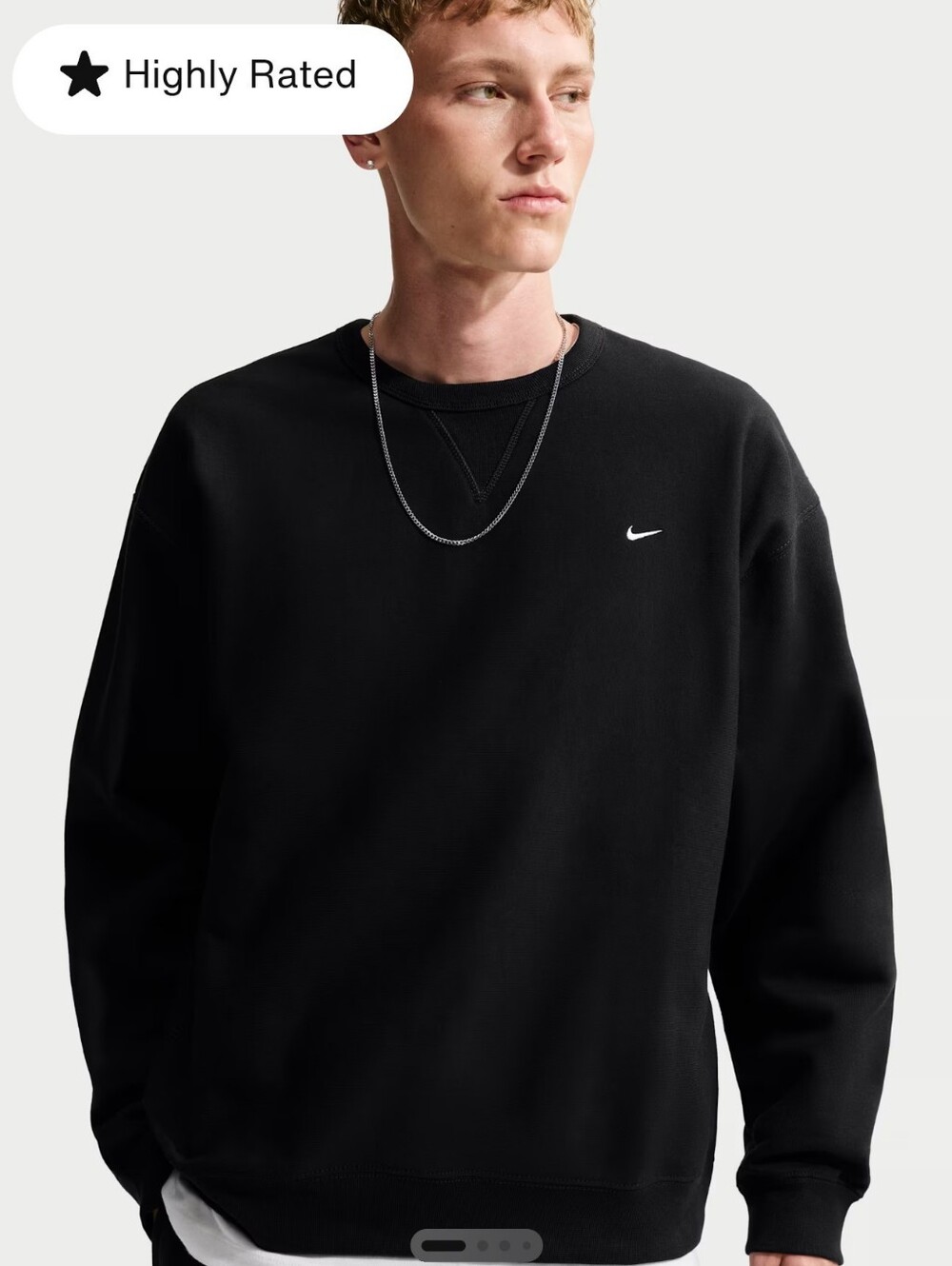 Nike Solo Swoosh Fleece Crew Sweatshirt ~ Black HV1086-010 | Men's: M *NWT
